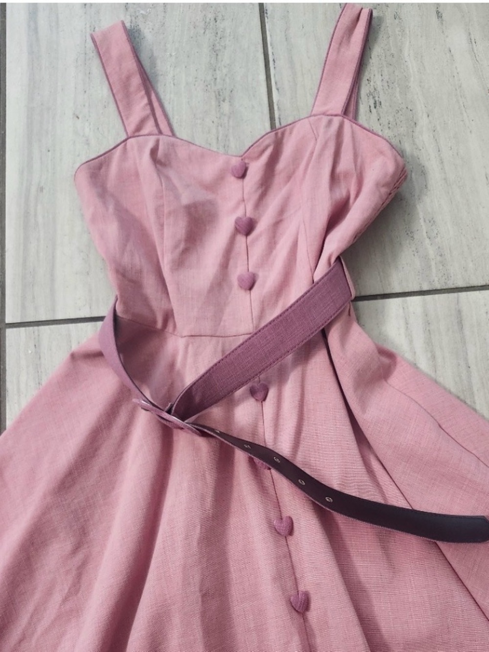 Vix Pink Heart-Button Midi Sundress